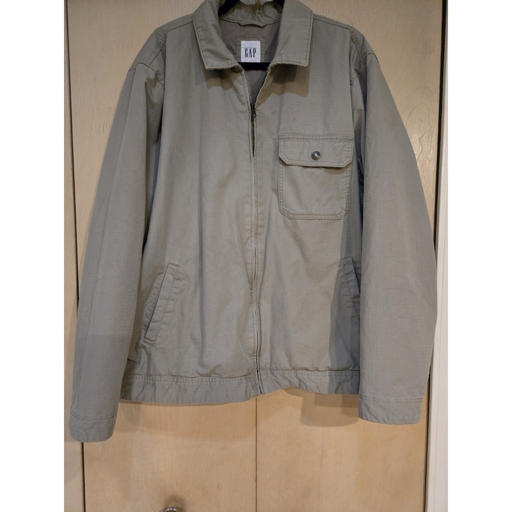 Vintage Y2K GAP  Utility Jacket Men's L/XL Khaki Ripstop Full Zip